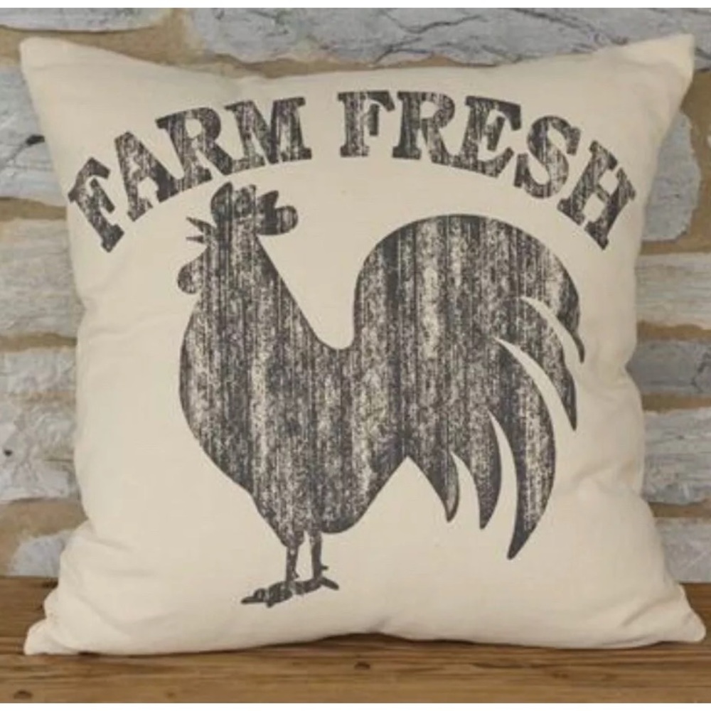 Rooster farm fresh throw pillow